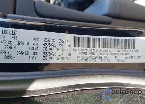 2019 Jeep Grand Cherokee High Altitude 4X4 из США, поврежденный, VIN 1C4RJFCG2KC660428